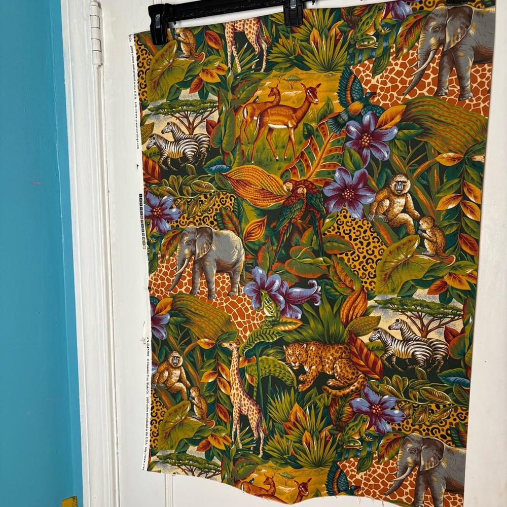 Vtg.- VIP Print,Cranston PRINTEORKS Fabric Vibrant Jungle